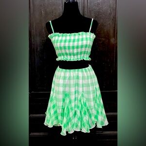 Mable  Green & White Tubetop skirt set - Size Medium